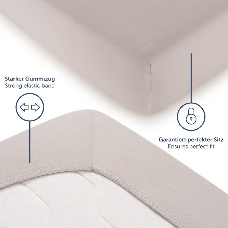 Blumtal Basics Jersey Fitted Sheet, 180 x 200 cm, Box