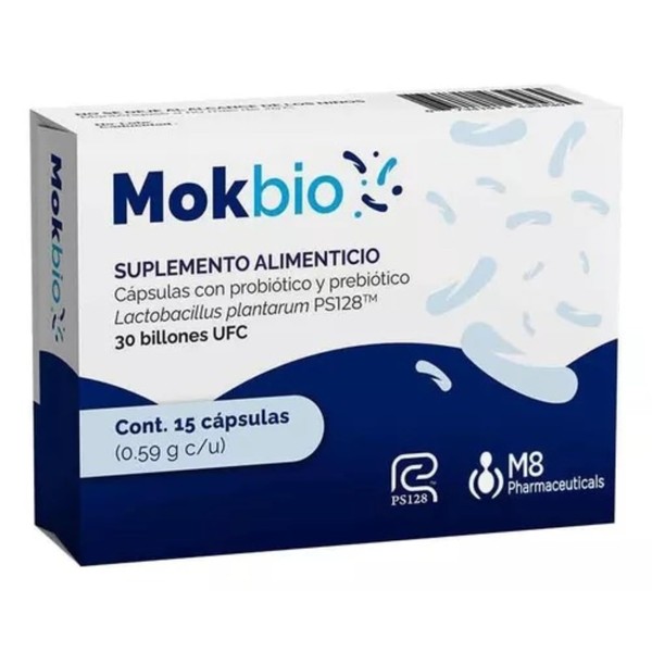 Mokbio Lactobacillus Plantarum Ps128 0.59g 15 Cap, Reduce la ansiedad y la depresión y mejora la hipersensibilidad visceral