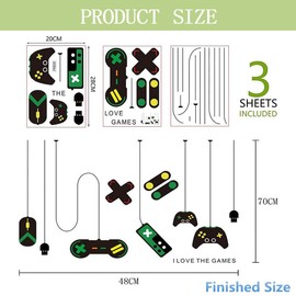 MANJIAMEI Gamer Controller Wall Stickers for Boys Bedroom, Removable Gaming Controller Wall Decals Game Room Wall Decoration, Playroom Wallpaper for Teen Kids Men Living Room Wall Art Mural