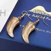 18K Gold Plated Tiger Teeth Stainless Steel Dangle Hook Earrings
