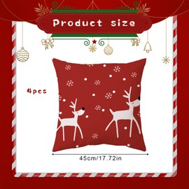 Set of 4 Christmas Square Pillow Covers, Cute Christmas Cushion Covers Set Gingerbread Man Pattern, Christmas Pillow Cases, Xmas Decorative Sofa Cushion Covers 45x45cm (styleB)