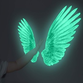 Awesomes Nordic Angel Wings Wall Sticker Children's Room Cute Stylish Decorative Luminous (Green)