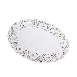 Tim&Lin White Lace Paper Doilies - 10 inch x 14 inch Oval Round Paper Doilies - Disposable Paper Placemats - for Wedding, Birthday, Cakes, Desserts, Tableware Food Decoration, Pack of 100