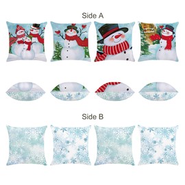 Bonhause Christmas Snowman Throw Pillow Covers 18 x 18 Inch Set of 4 Christmas Tree Snowflake Winter Decorative Pillow Cases Soft Velvet Cushion Covers for Sofa Couch Car Bedroom Xmas Home Decor