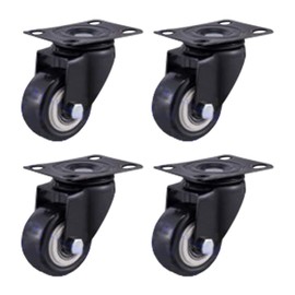 MroMax 4Pcs Casters Wheels 40mm Wheel Dia Top Flat Plate Rotatable Swivel Casters for Small Machinery Trolleys Furniture and Rack Black
