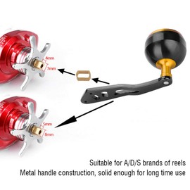 Knob Power Handle Grip, Metal Rocker Arm Power Knob Handle Fishing Reel Handle CNC Button with Fittings Replacement Parts Accessories (Black + Gold)