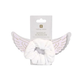 Talking Tables White Angelic Scrunchie, Party Dress, Accessories for Women, Elastic Thick Band, Hair Tie, Ponytail Holder, Christmas, Gift, Secret Santa
