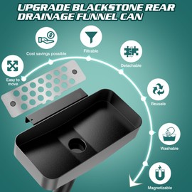 Upgraded Rear Grease Drainage Funnel for Blackstone Grease Catcher,Grease Bucket W/Lid,Innovative Blackstone Grease Trap with Separated Stainless Grease Gate,Blackstone Griddle Accessories