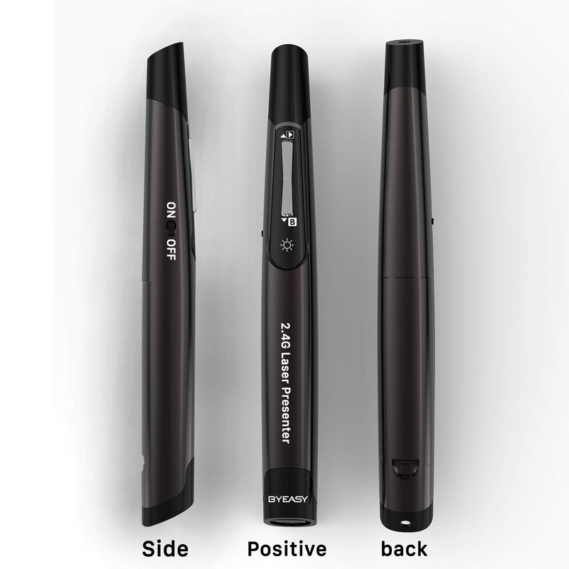 Presentation Clickers, BYEASY Wireless Presenter Remote with Green Laser Pointer,