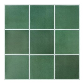Commomy Matte Green Peel and Stick Backsplash for Kitchen - 10 pcs of 11.8" x 11.8" Ultralight PVC Peel and Stick Tile for Bathroom and Interior Wall Decor Square 3D Stick on Tiles