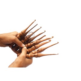 BLUE DUTCH ARTS Rosewood Crochet Set of 10 Hooks Crochet Hooks Ergonomic Soft Grip 3MM to 10MM Wooden Crochet Hooks for Knitting Size Engraved