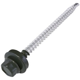 AERZETIX - C57208 - Set of 10 self-drilling screws metal on wood Ø4.8x70 mm + EPDM sealing washer - painted in anthracite grey RAL 7016 - head size 8 mm hexagon - made of steel