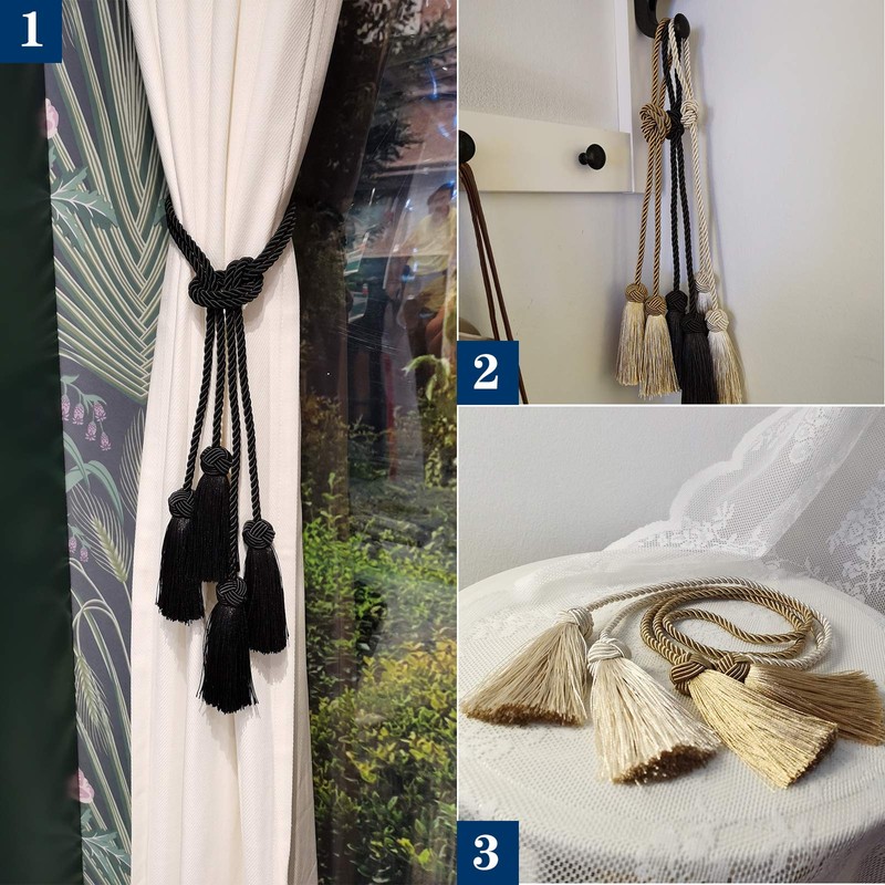Porlau Elegant Curtain Tiebacks Rope Decorative Curtain Tie Backs for