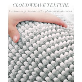 CYMAY Chenille Toilet Rugs U Shaped, Non Slip Toilet Mats for Bathroom Floor Soft Absorbent Contour Bath Rugs for Toilet Floor Mat Dry Quickly Machine Washable, 20''x24'' Light Gray