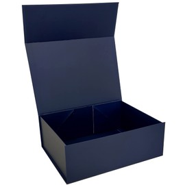 Navy Blue Magnetic Gift Box Rigid Box with Magnetic Clossure Perfect for Birthdays Easter Wedding Valentines Day and Office Parties (28cm x 22cm x 11cm)