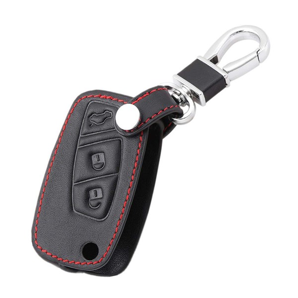 Happyit Leather Car Key Cover Case for Fiat Panda Stilo