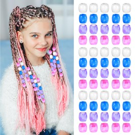 Ymapinc 60pcs Dreadlock Beads for Hair Braids, Pony Beads Dreads, Cool Men Women Hair Accessories, 4 Colors - Blue Purple Rose Pink White
