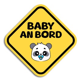 Baby on Board Sticker Car, Baby Panda Diamond Car Sticker 16 x 16 cm, Weatherproof and UV-Resistant Sticker Car, Sticker Baby and Car Baby for Safe Drives with Your Child