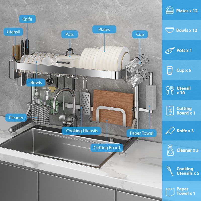 Shrivee Over The Sink Dish Drainer Drying Rack, 2 Tier