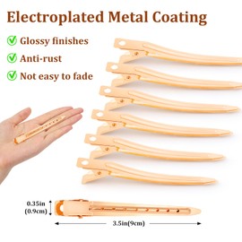 GEELBS 24 Pieces Duck Bill Hair Clips, 3.5 Inch Rustproof Metal Alligator Curl Clips with Holes for Hair Styling(golden)