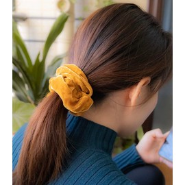 scicent Hair Scrunchies Girls Pack of 3 Velvet Hair Scrunchies Dark Yellow Scrunchies Women's Fabric Hair Band Fashion Hair Accessories Elastic Rubber Band Cable Elastics - 11