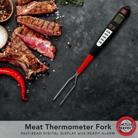 Grille Perfect Digital Meat Thermometer Fork for Grilling and Barbecue Fast Read Electronic ...