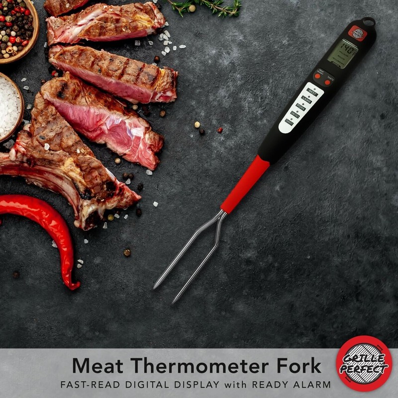 Grille Perfect Digital Meat Thermometer Fork for Grilling and Barbecue