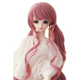 1/3 1/4 1/6 Doll Wig Curly Long Color Mix Doll Wig Hair Heat Resistant 180℃ High Temperature Wig Pink (1/6 Doll)