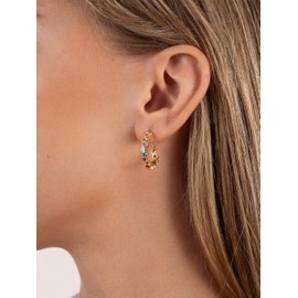 SINGULARU - Bubbles Earrings - 18 Carat Gold-Plated Brass Earrings - Nut Clasp - Women's Jewellery, White Gold, No Gemstone