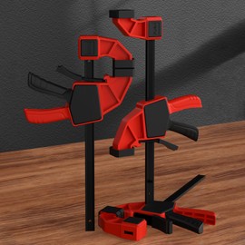 Quick-Grip One-Handed Clamps Set (6"x2 + 12"x2) - 150LBS* Gentle Force for Delicate Projects, Replaceable Pads & Instant Release - Woodworking, Craft, DIY Tools