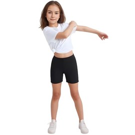 L S U Girls Cotton Shorts Summer Sports Cycling Dance Leggings Stretchy Breathable Shorts (Blk 9-10 Pack of 2)