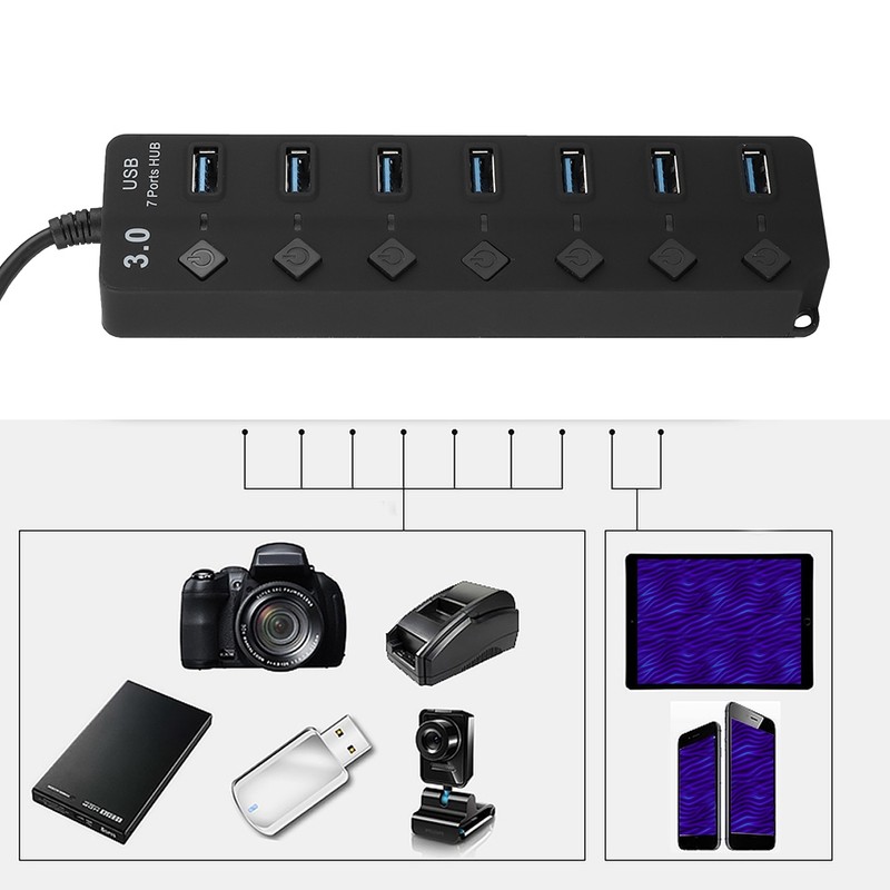 7-port USB 3.0 Hub 5GB/S High Speed with Key Switch