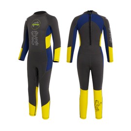 Gogokids Children's Wetsuits, Boys' Thermal Swimsuits, 2.5 mm Neoprene Diving Suit, Rash Guard, One-Piece Swimwear, Snorkel Suit, UV 50+, Long Sleeve, Grey, XL