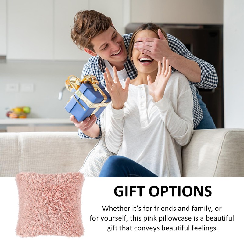 TYGFRT 2 Plush Pillowcases, Pink Cushion Cover, Fluffy Soft Pillowcase,