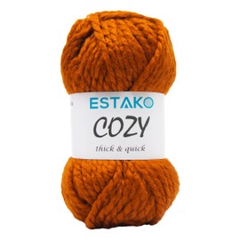Estako Cozy Thick & Quick Yarn 20% Lana 80% Acrílico Suave Peso Súper voluminoso #6 Hilo de tejer y ganchillo 3.52 oz (100 gr) 65 yardas (60 m) (52099-naranja oscuro)