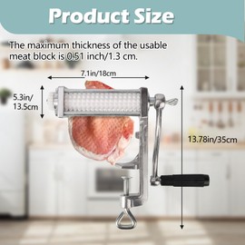 awagas Commercial Manual Meat Tenderizer Machine, Heavy Duty Meat Cuber, Quick and Easy Beef Chicken Steak Flatten Tool Aluminum Alloy Construction Clamp-on Rolling Cuber Tool Steak Flatten Cuber
