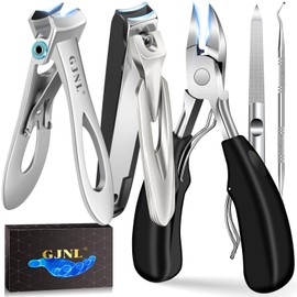 Toenail Clippers for Thick Nails - 2025 Stocking Stuffers Wide Jaw Opening Toe Nail Clippers with Catcher, Sharp Curved Blade Heavy Duty Nail Cutter