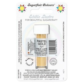 Sugarflair Pastel Gold Edible Lustre Dust (E171 Free), Add a Lustrous Shine to Cakes or Decorations. Brush On or Add Rejuvenator to Create Eye-Catching Edible Paint- 2g