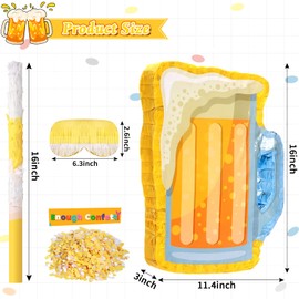 Sratte Beer Pinata with Stick and Blindfold Confetti Beer Glass Pinata Cheers to Beers Mug Pinata Hanging Decoration Mexican Pinatas for Adult Birthday Bachelor Party Game Supplies (Lovely)
