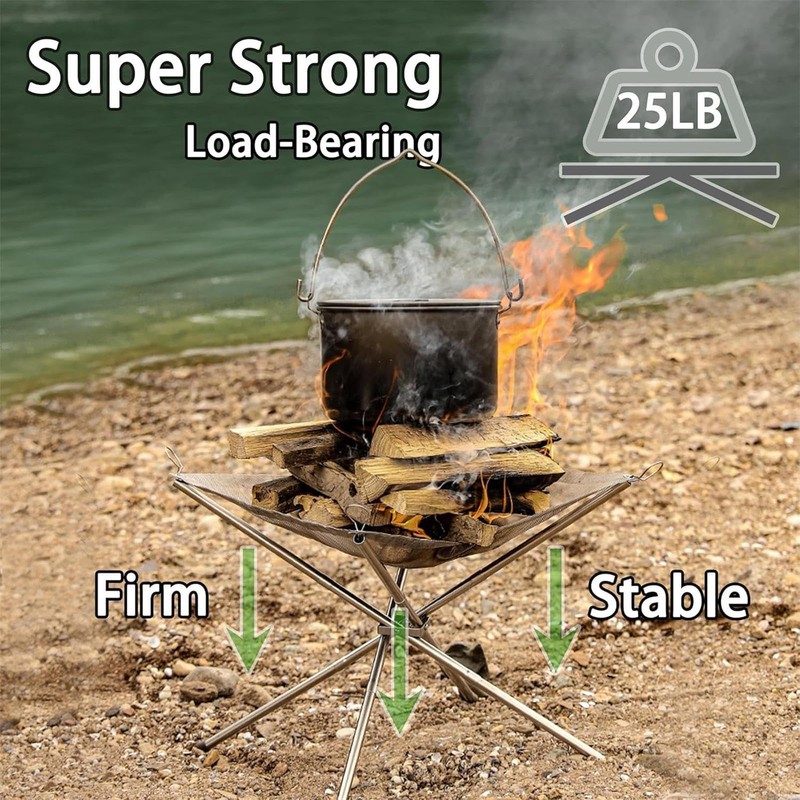 Camping Fire Pit,Stainless Steel Mesh Fire Pit for Outdoors |
