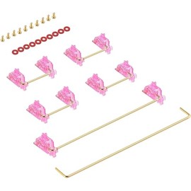 Zkeebs DUROCK V2 Screw-in Stabilizers, 7U, 6.25U, 2U Clear PCB Mount Stabilizer Pre-Clipped, Wire Popping PCB Screw Stabs for Mechanical Keyboards (80% TKL Kit) (Miami Vice Pink)