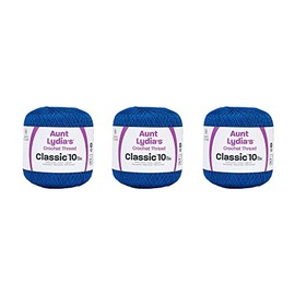 Aunt Lydia Classic Dark Royal Crochet - 3 Pack of 350y/320m - Cotton - Gauge 10 - Crochet
