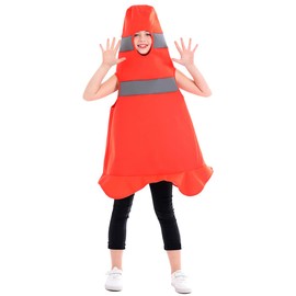 Seasons Child Construction Cone Costume Orange,One Size for 4-9 Years Kids