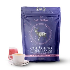 Colageno Hidrolizado 100% Puro con Biotina y Ácido Hialurónico - Vitamina C - Péptidos de Colágeno Bioactivo - Piel Uñas Cabello - Sabor Neutro Sin Azucar - 50 Servicios 500g - Darfarma