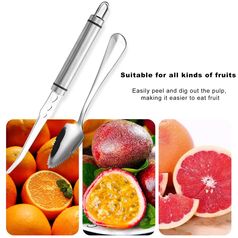 Klyuqoz Grapefruit Knife - Curved Serrated Stainless Steel, Pack of