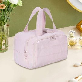 Colcolo Travel Toiletry Bag Large Capacity Makeup Bag for Brushes Lotion Conditioner, Pink