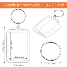 Junkin 150 Pack Clear Acrylic Photo Picture Keychain Blank Photo Insert Keyring DIY Personalize Favor(Octagon)