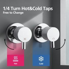 ACA International Watermark 1/4 Turn Shower Mixer Taps Wall Mounted Twin Hand Levers Hot Cold Shower Bath Tub Spa Basin Spout Solid Brass (Polished Chrome)