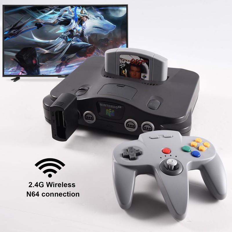 KIWITATA Retro N64 Wireless Controller, 2.4GHZ Wireless N64 Remote Joystick