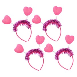 Baluue 4pcs Love Headband Sweatbands Pink Heart Headband Party Headbands Hair Bands Men Ladies Hair Bands Embellished Headband Accessories Hair Band for Washing Face Bandana Plastic Rosy